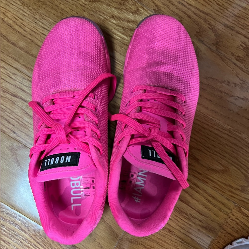 Women’s neon pink camo No Bull trainers